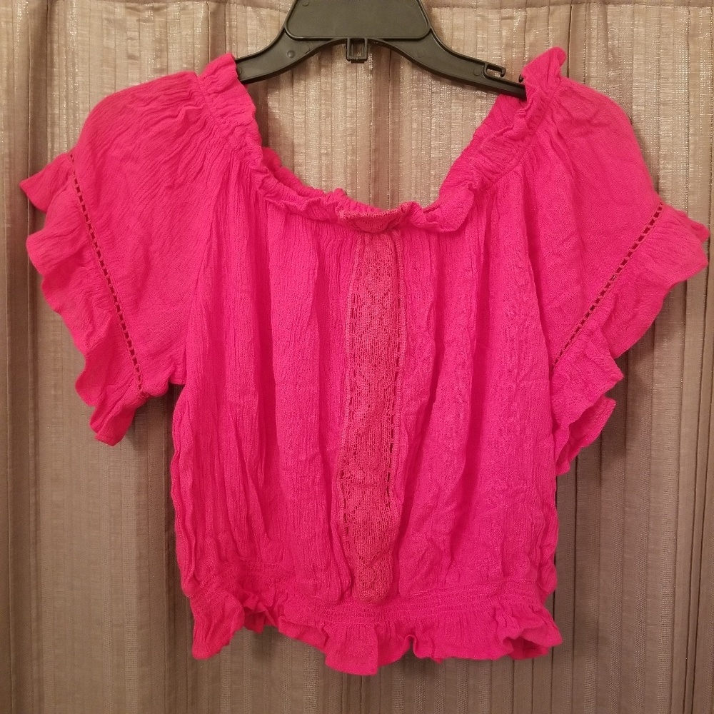 New Smocked waist Summer Hot Pink CropTop Fuschia